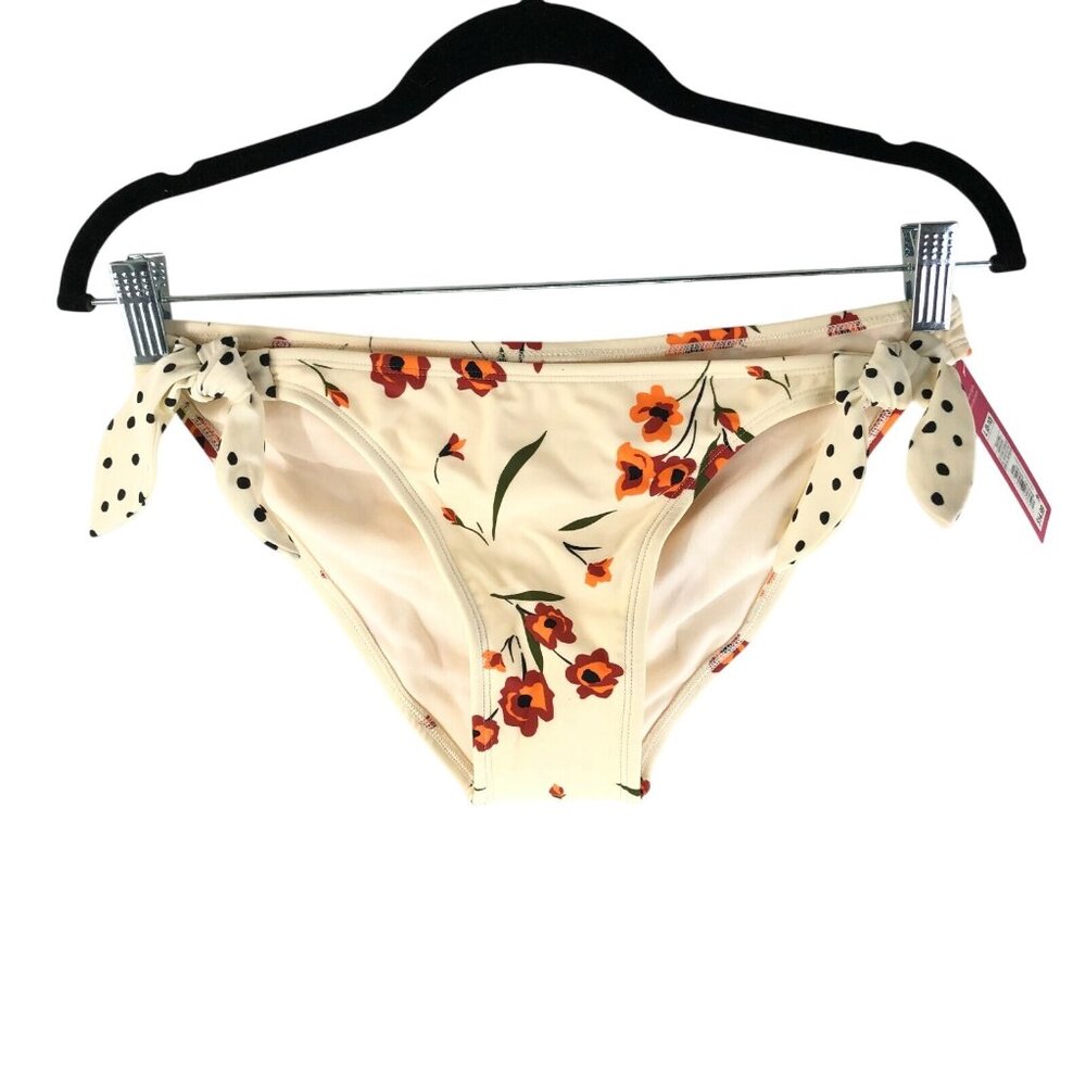 Xhilaration Womens Bikini Bottom Cheeky Floral Tie Sides Ivory Size L